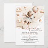 Waterverf bruin ivoor teddybeer meisje bearly wach kaart (Voorkant / Achterkant)