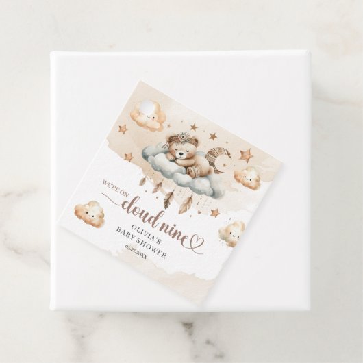 Waterverf bruin ivoorwolk negen boho veren bedankjes labels (In situ)