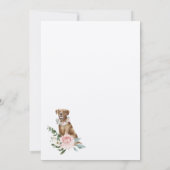 Waterverf Bruin Labrador Dog & Bloemen Roze Roos Kaart (Achterkant)