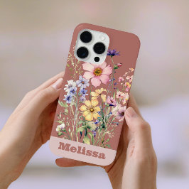 Waterverf Bruin Neutral Spring Wildflower Meadow iPhone 15 Pro Max Hoesje