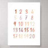 Waterverf bruin neutrale cijfers Educatieve print (Voorkant)