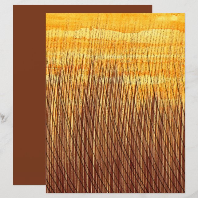 Waterverf bruin Oranje velden plakboek (Voorkant / Achterkant)