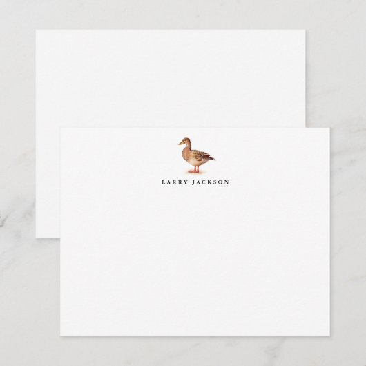 Waterverf Bruin Vrouw Mallard Gepersonaliseerde Fl Notitiekaartje (Voorkant / Achterkant)