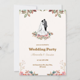 Waterverf Bruin Wedding Uitnodiging