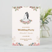 Waterverf Bruin Wedding Uitnodiging (Staand voorkant)