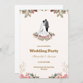 Waterverf Bruin Wedding Uitnodiging (Voorkant / Achterkant)