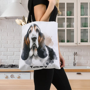 Waterverf Bruine Basset Hound /Huisdieren personal Tote Bag