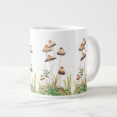 Waterverf Bruine Bospaddenstoelen Grote Koffiekop (Voorkant rechts)