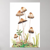 Waterverf Bruine Bospaddenstoelen Poster (Voorkant)