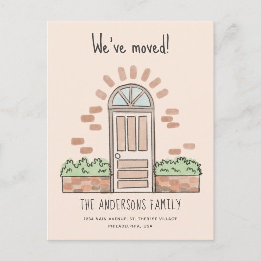 Waterverf bruine deur speelt we hebben Cream verpl Aankondigingskaart (Voorkant)