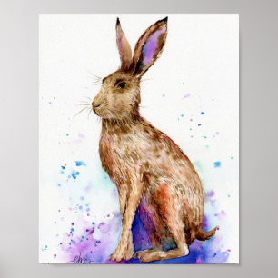 Waterverf bruine hare-portretfoto poster