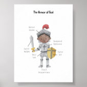 Waterverf bruine huidjongen het pantser van Gods p Poster (Voorkant)