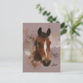 Waterverf bruine paarden briefkaart (Staand voorkant)