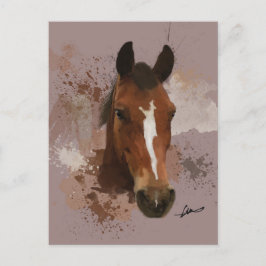 Waterverf bruine paarden briefkaart
