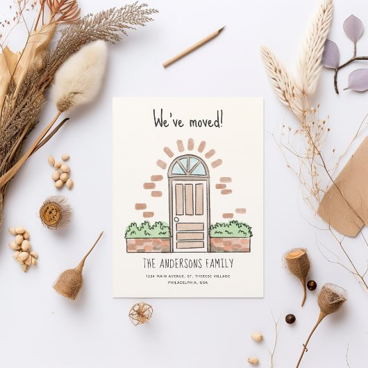 Waterverf bruine portier Speedful We hebben ons ve Aankondigingskaart