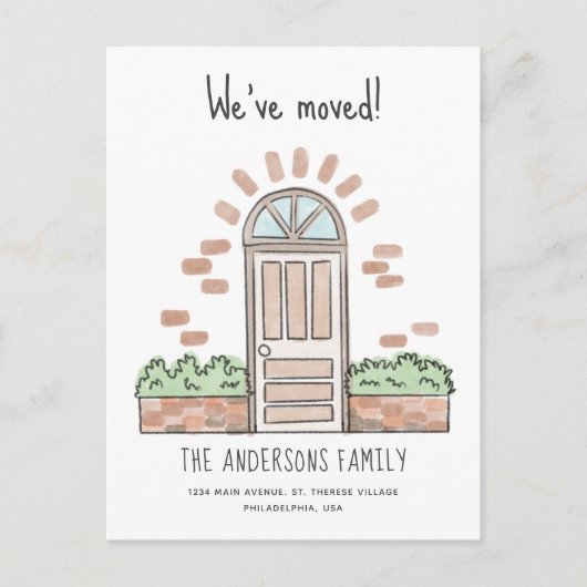 Waterverf bruine portier Speedful We hebben ons ve Aankondigingskaart (Voorkant)