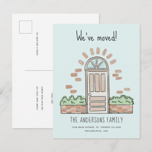 Waterverf bruine portier Speelgoed We hebben Blauw Aankondigingskaart (Voorkant / Achterkant)