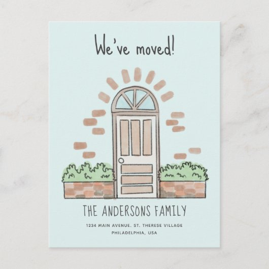 Waterverf bruine portier Speelgoed We hebben Blauw Aankondigingskaart (Voorkant)