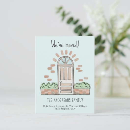 Waterverf bruine portier Speelgoed We hebben Blauw Aankondigingskaart (Staand voorkant)