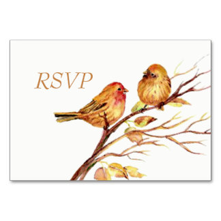 Waterverf Bruine Rode Vogels RSVP Kaart