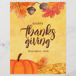 Waterverf bruine Thanksgiving social media Flyer