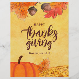 Waterverf bruine Thanksgiving social media Flyer
