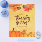 Waterverf bruine Thanksgiving social media Flyer (Enkel)