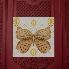 Waterverf bruine vlinder zon hemelse accenten poster