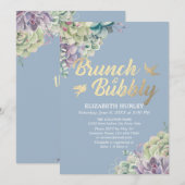 Waterverf Brunch & Bubble Vrijgezellenfeest Succul Kaart (Voorkant / Achterkant)