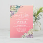 Waterverf Brunch & Bubble Vrijgezellenfeest Succul Kaart (Staand voorkant)