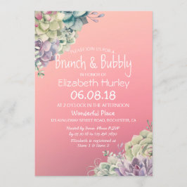 Waterverf Brunch & Bubble Vrijgezellenfeest Succul Kaart