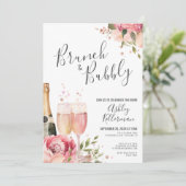 Waterverf brunch en bubbelig bloemig Vrijgezellenf Kaart (Staand voorkant)