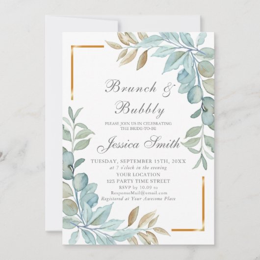 Waterverf Brunch en Bubble Invitation Kaart (Voorkant)