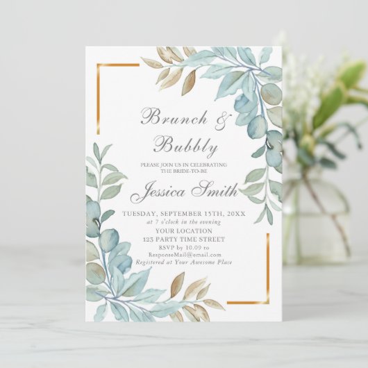 Waterverf Brunch en Bubble Invitation Kaart (Staand voorkant)