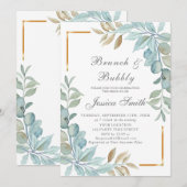 Waterverf Brunch en Bubble Invitation Kaart (Voorkant / Achterkant)