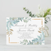 Waterverf Brunch en Bubble Invitation Kaart (Staand voorkant)