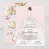 Waterverf Brunette Bruid Bruidsdouche Uitnodiging (Voorkant / Achterkant)