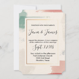 Waterverf Brush Stroke Faux Folie bruiloft Kaart