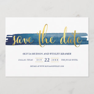 Waterverf Brush Stroke Faux Folie De datum opslaan Save The Date