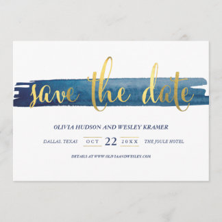 Waterverf Brush Stroke Faux Folie De datum opslaan Save The Date