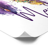 Waterverf Brushstrokes Fat Tuesday Mardi Gras Poster (Hoek)