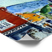 waterverf bryggen bergen noorwegen poster (Hoek)