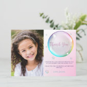 Waterverf bubbel foto Verjaardag Bedankkaart (Staand voorkant)