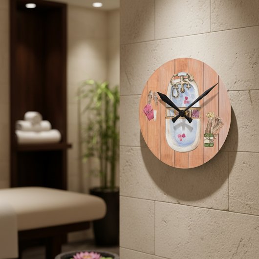 Waterverf Bubbelbad Badkamer Ronde Klok