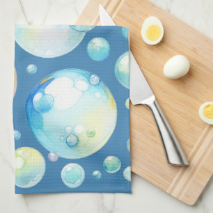 Waterverf bubbels keukenhanddoek