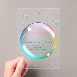 Waterverf bubbels Verjaardag Acryl Uitnodigingen