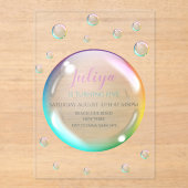 Waterverf bubbels Verjaardag Acryl Uitnodigingen (Voorkant)