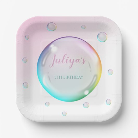 Waterverf bubbels Verjaardag Papieren Bordje (Voorkant)