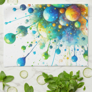 Waterverf Bubble Burst Keukenhanddoek