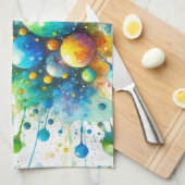 Waterverf Bubble Burst Keukenhanddoek (Quarter Fold)